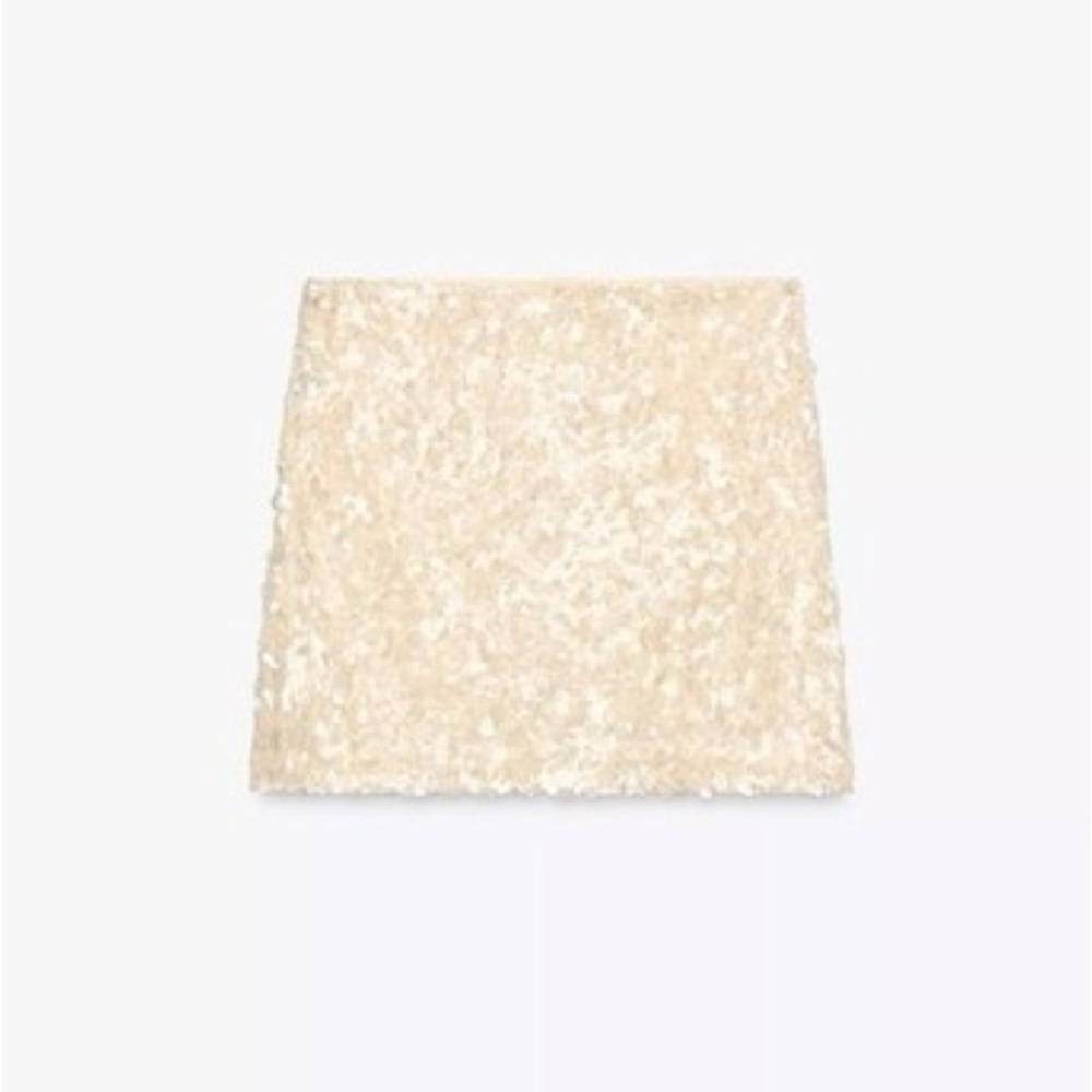 Zara Ecru Cream Sequin Mini Skirt